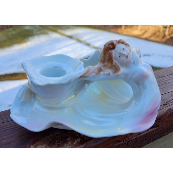 Royal Bayreuth Art Nouveau Lady Figural Woman Chamberstick Candle Holder RARE - Picture 1 of 8